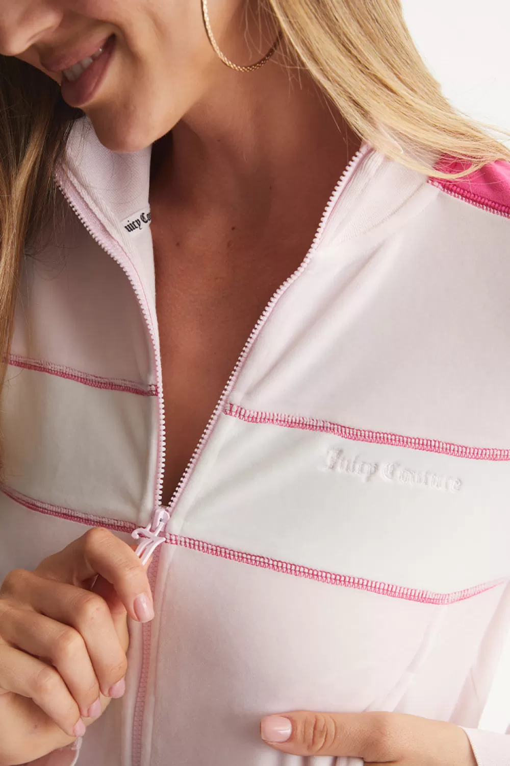 Track Tops | Track Tops-Juicy Couture Cropped Colorblock Velour Track Jacket SoftGlow