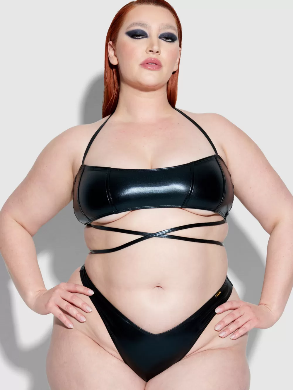 Swim Tops-Juicy Couture Frederick's Of Hollywood Onyx Corset Bandeau Swim Top Meteorite