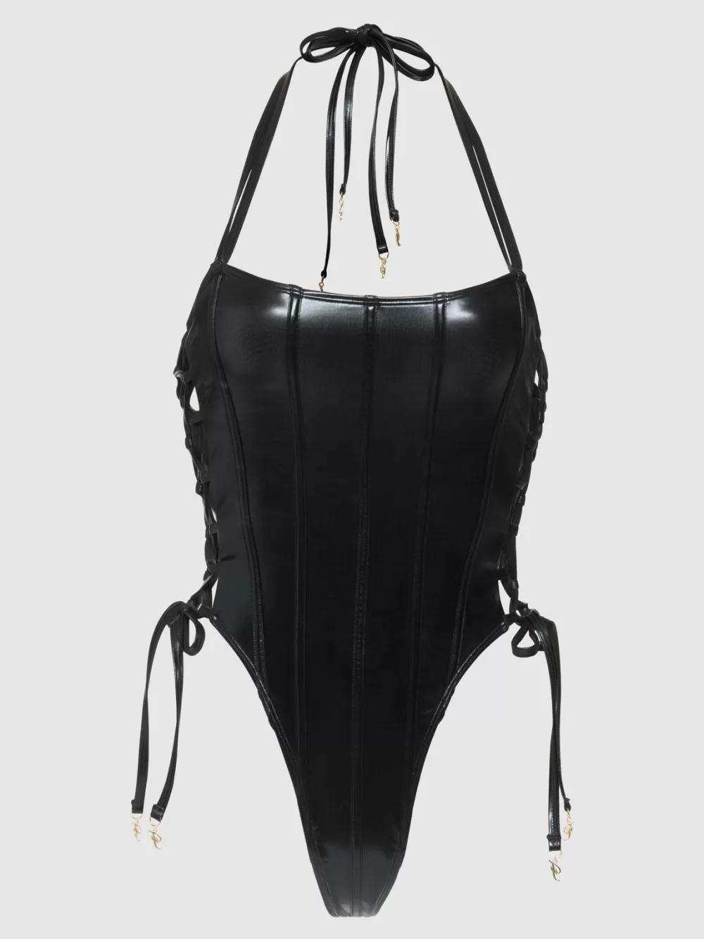 Swim One Pieces-Juicy Couture Frederick's Of Hollywood Onyx Corset Swim One Piece Meteorite
