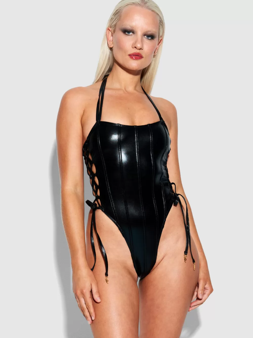 Swim One Pieces-Juicy Couture Frederick's Of Hollywood Onyx Corset Swim One Piece Meteorite