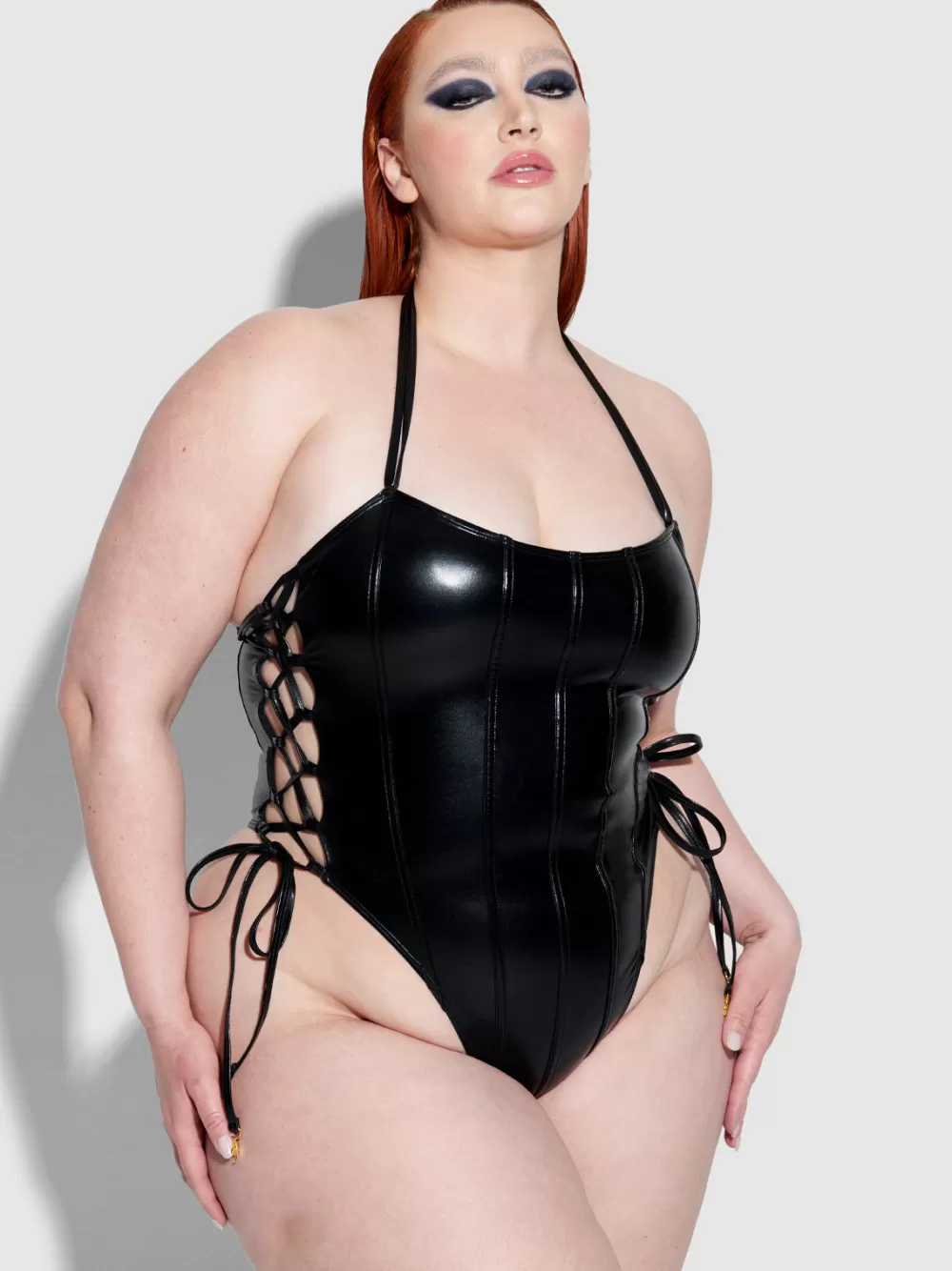 Swim One Pieces-Juicy Couture Frederick's Of Hollywood Onyx Corset Swim One Piece Meteorite