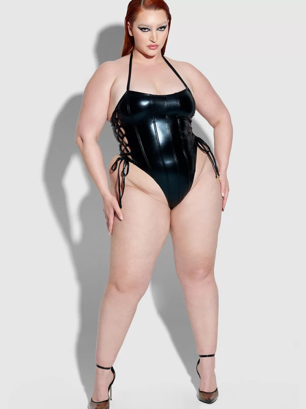 Swim One Pieces-Juicy Couture Frederick's Of Hollywood Onyx Corset Swim One Piece Meteorite