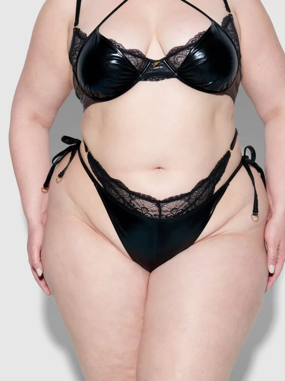Swim Bottoms-Juicy Couture Frederick's Of Hollywood Onyx Double Layer u0026 Lace Swim Cheeky Meteorite