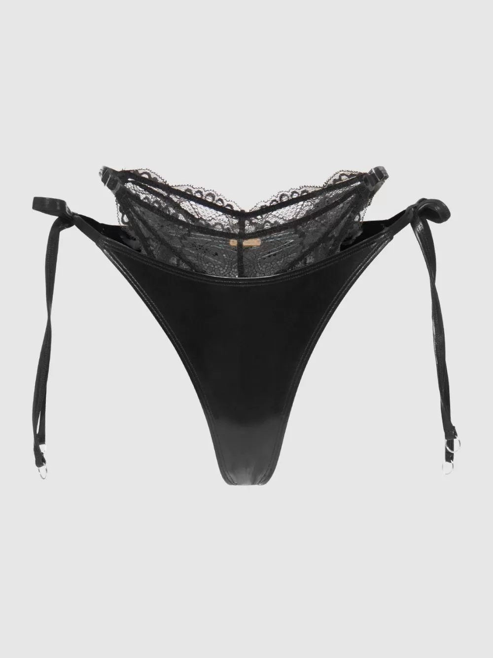 Swim Bottoms-Juicy Couture Frederick's Of Hollywood Onyx Double Layer u0026 Lace Swim Cheeky Meteorite