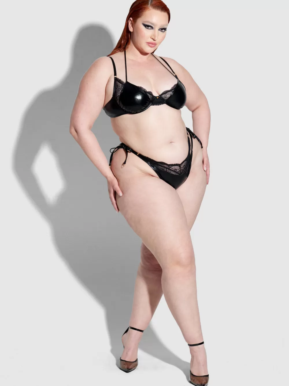 Swim Tops-Juicy Couture Frederick's Of Hollywood Onyx Leather u0026 Lace Underwire Swim Top Meteorite