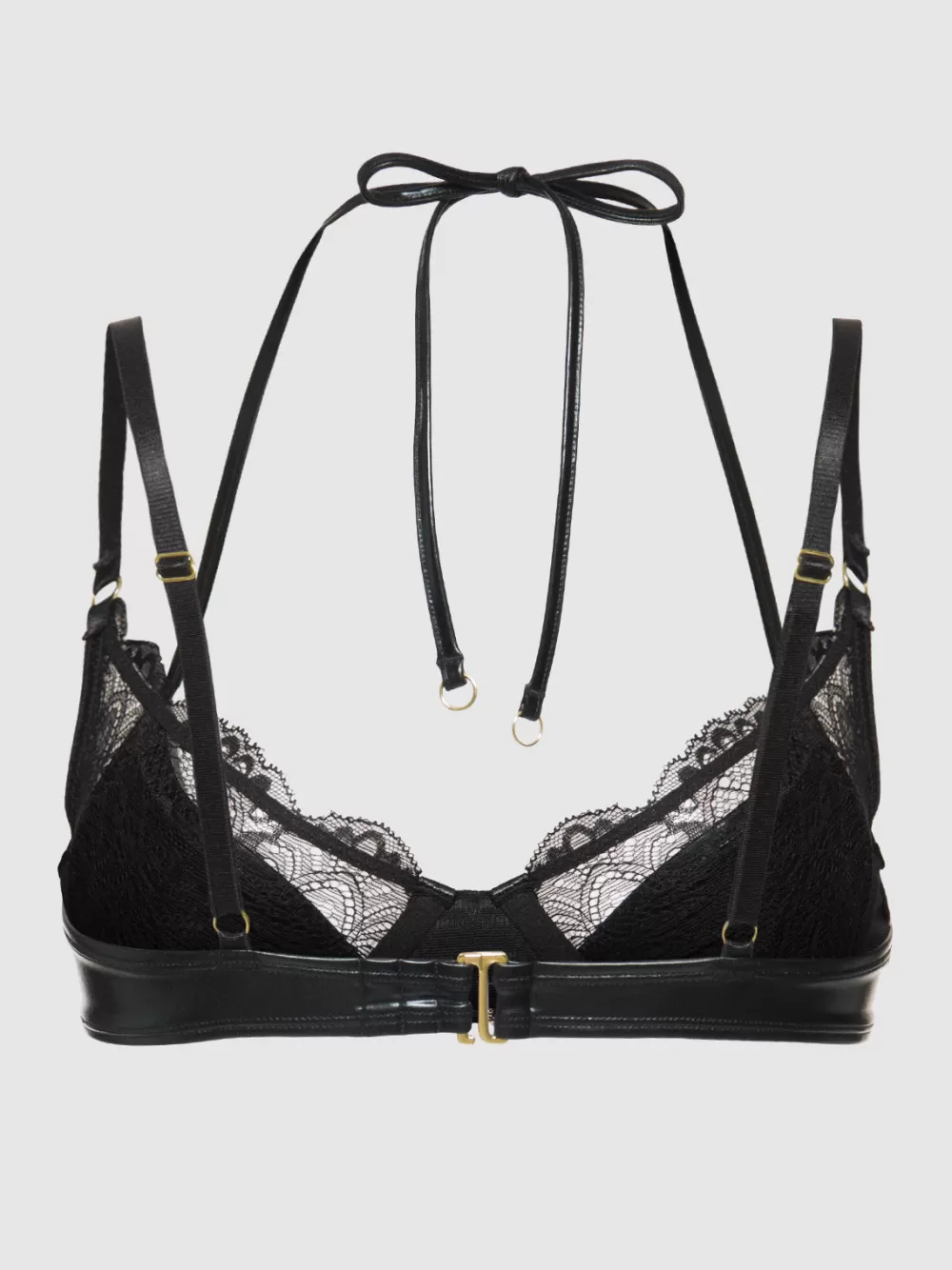 Swim Tops-Juicy Couture Frederick's Of Hollywood Onyx Leather u0026 Lace Underwire Swim Top Meteorite