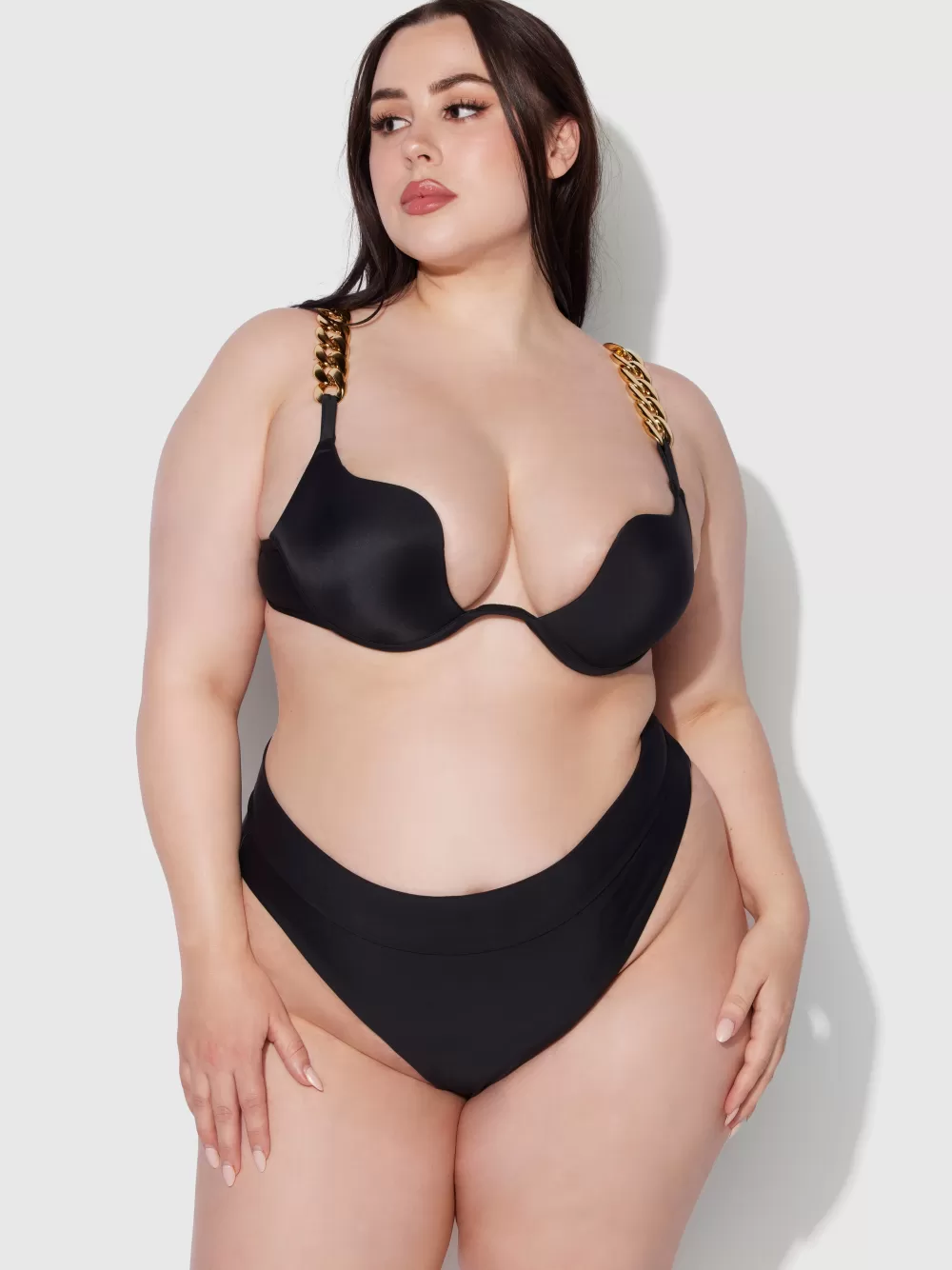 Swim Tops-Juicy Couture Frederick's Of Hollywood Rising Star Chain Push Up Swim Top Black