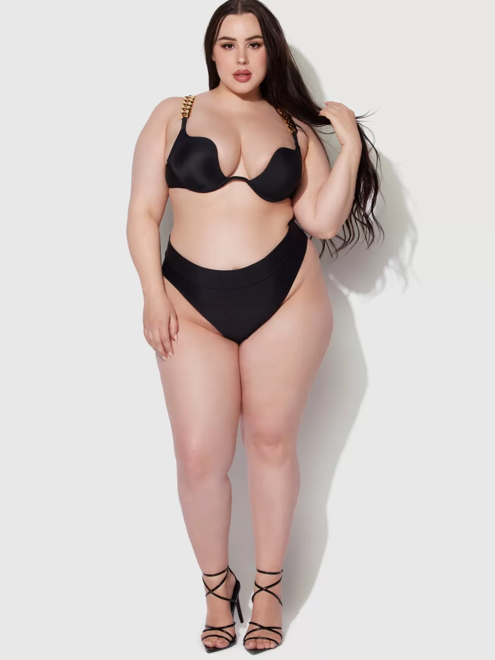 Swim Tops-Juicy Couture Frederick's Of Hollywood Rising Star Chain Push Up Swim Top Black
