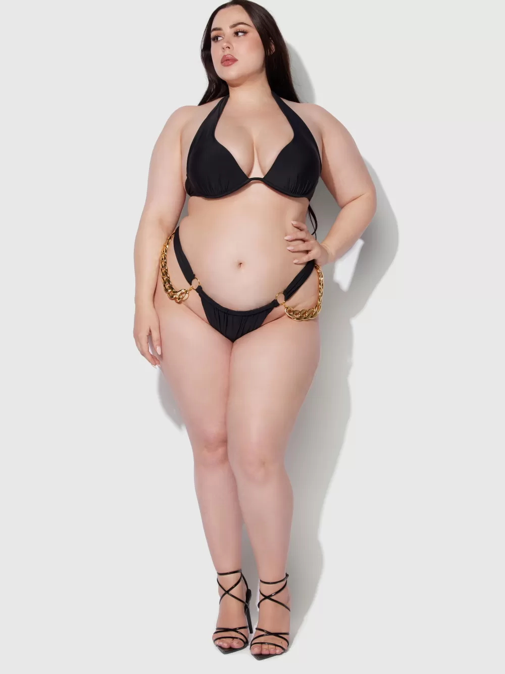 Swim Tops-Juicy Couture Frederick's Of Hollywood Rising Star Wrap Halter Push Up Swim Top Black
