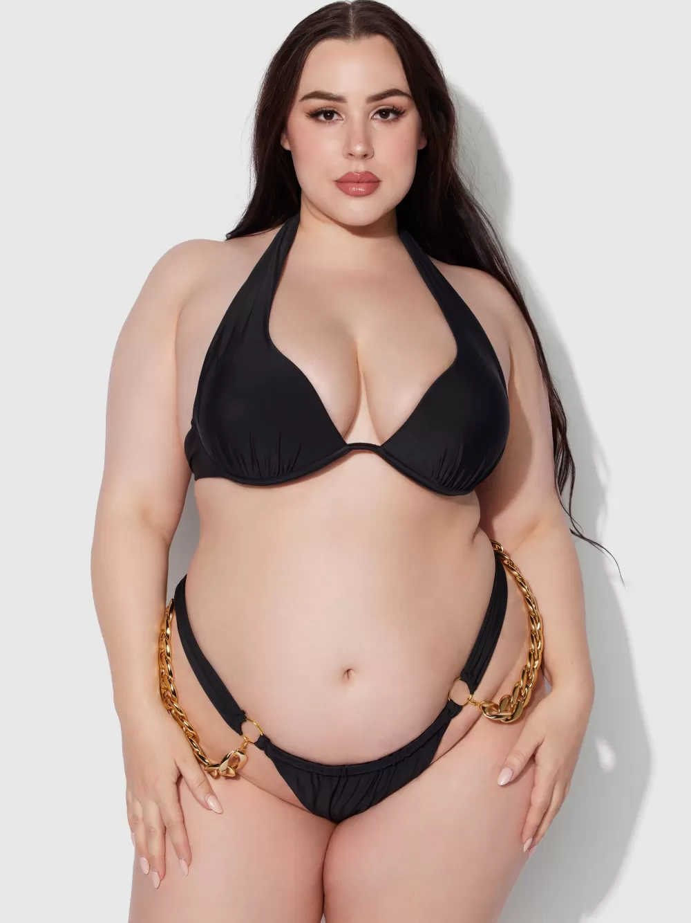Swim Tops-Juicy Couture Frederick's Of Hollywood Rising Star Wrap Halter Push Up Swim Top Black