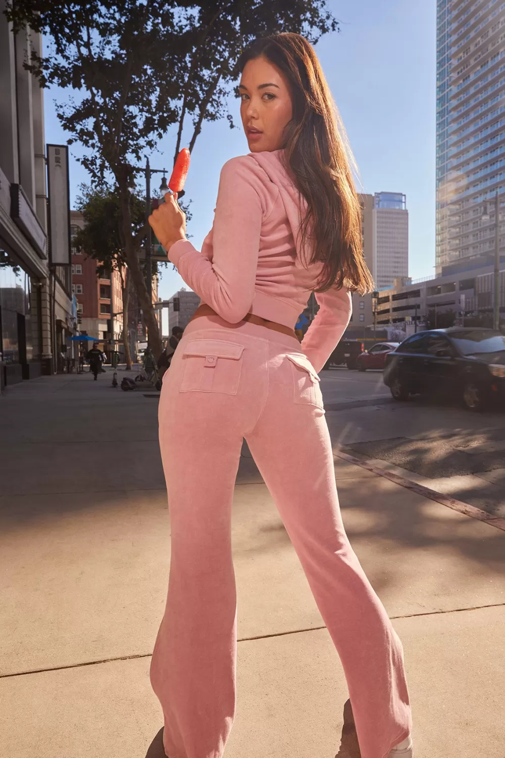Track Bottoms | Track Pants-Juicy Couture Heritage Cotton Velour Track Pants Rose