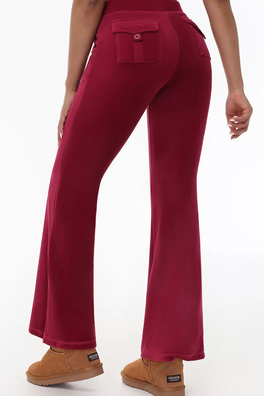Track Bottoms | Track Pants-Juicy Couture Heritage Cotton Velour Track Pants DarkCrimson