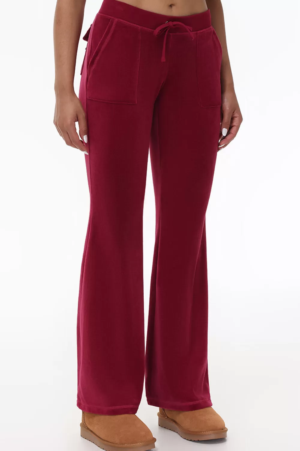 Track Bottoms | Track Pants-Juicy Couture Heritage Cotton Velour Track Pants DarkCrimson