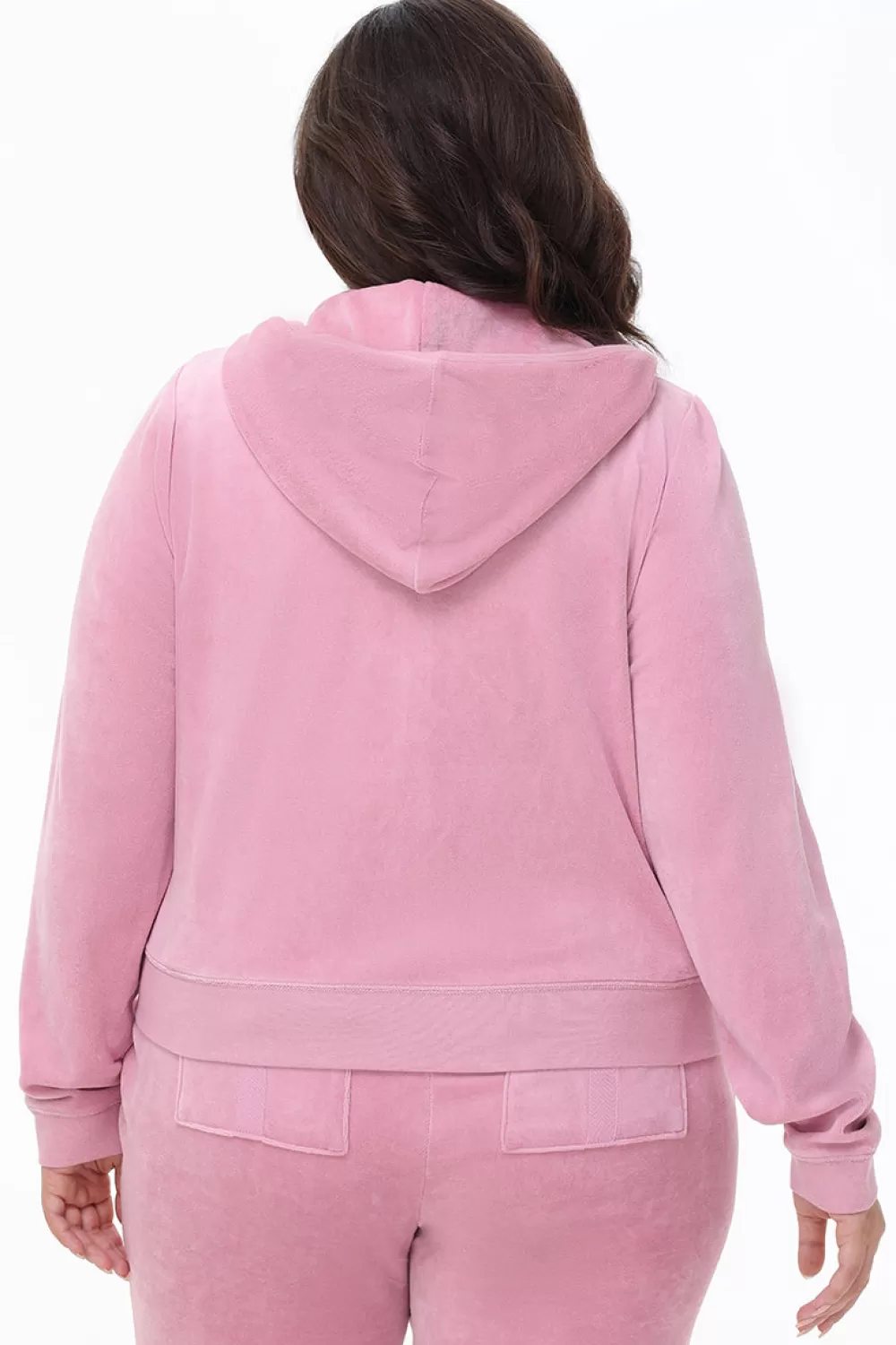 Track Tops | Track Tops-Juicy Couture Plus-Size Heritage Cotton Velour Hoodie Rose