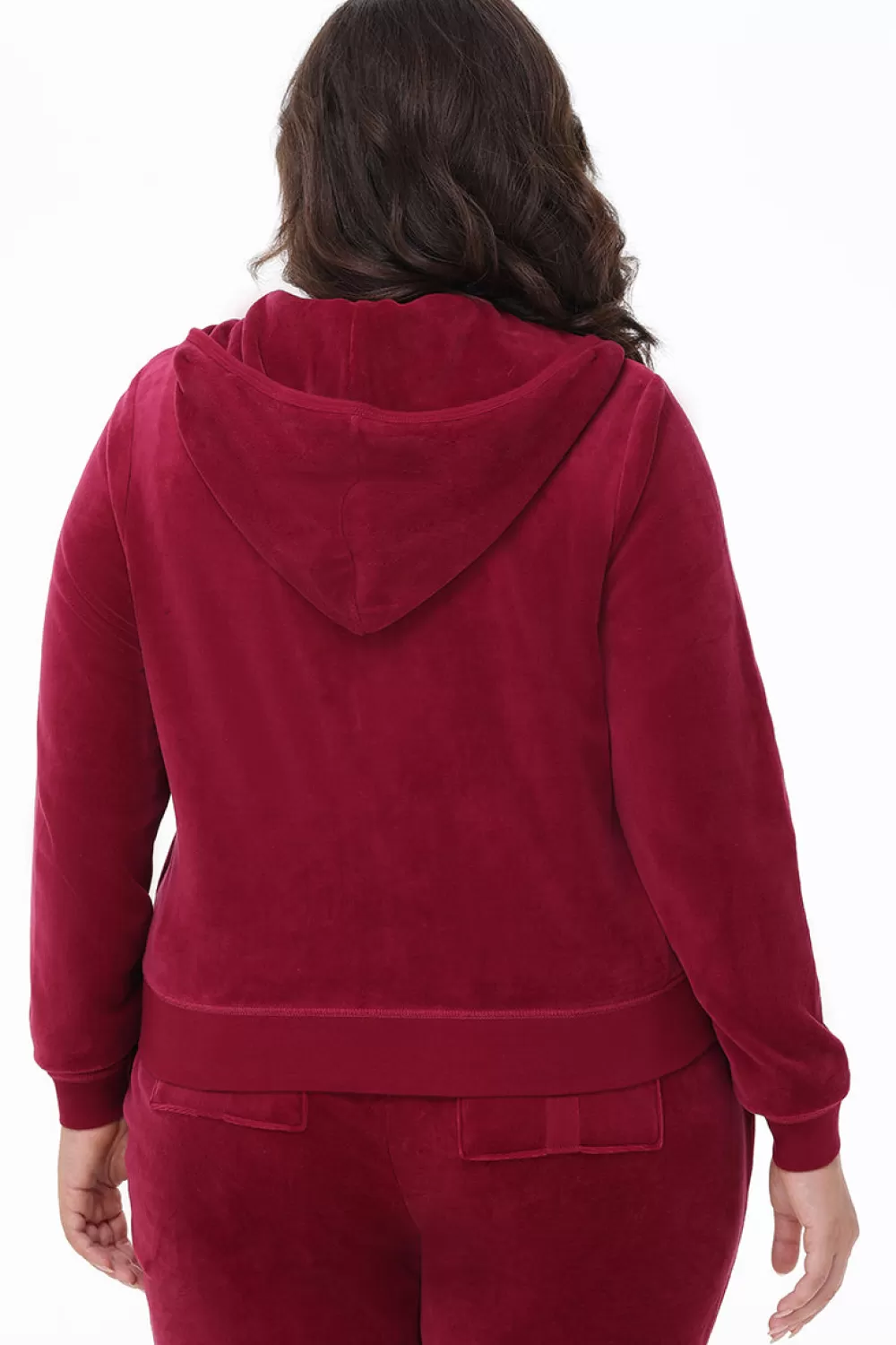 Track Tops | Track Tops-Juicy Couture Plus-Size Heritage Cotton Velour Hoodie DarkCrimson