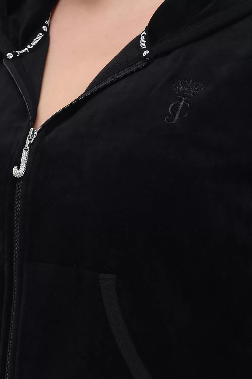 Track Tops | Track Tops-Juicy Couture Plus-Size Heritage Cotton Velour Hoodie Liquorice