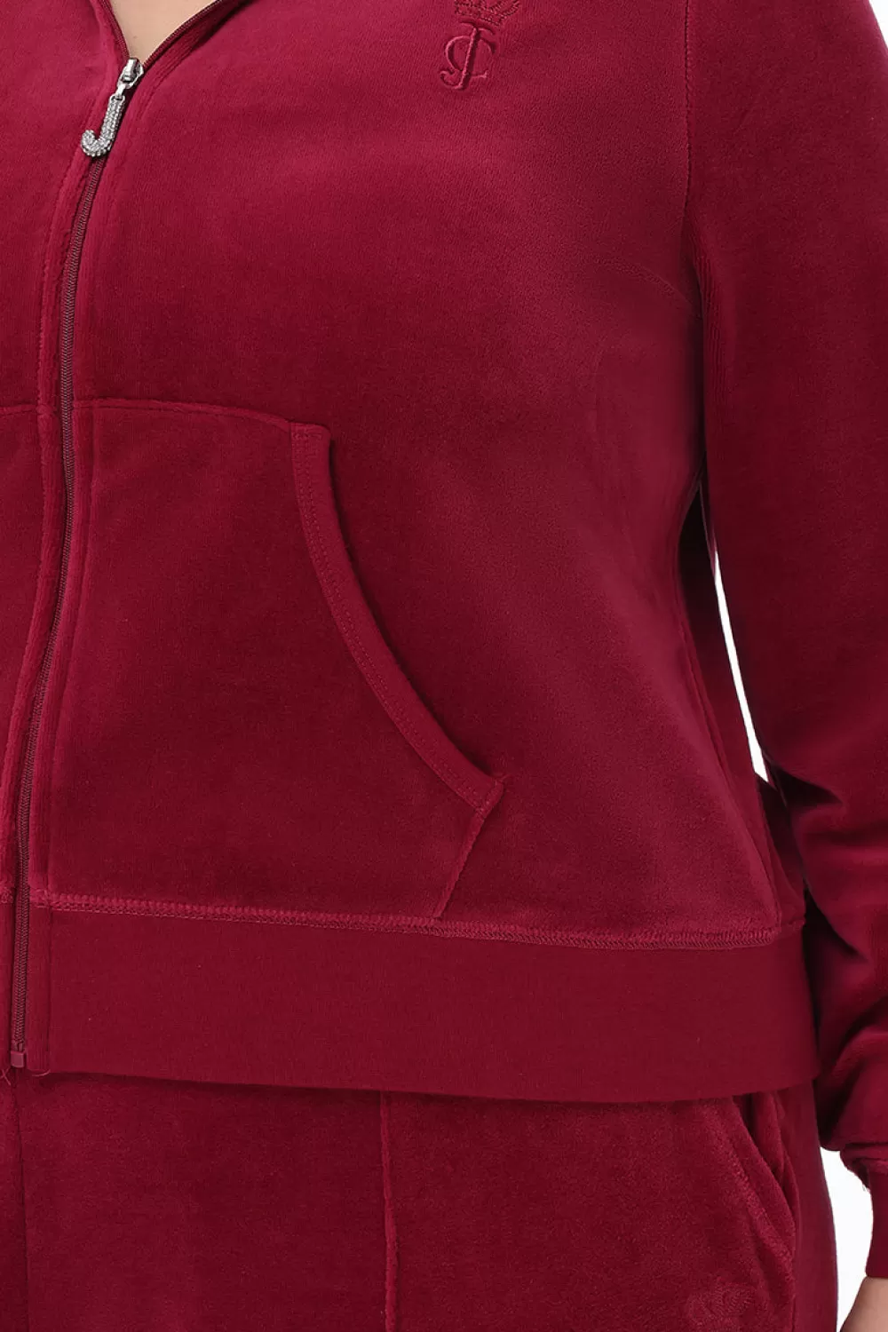Track Tops | Track Tops-Juicy Couture Plus-Size Heritage Cotton Velour Hoodie DarkCrimson