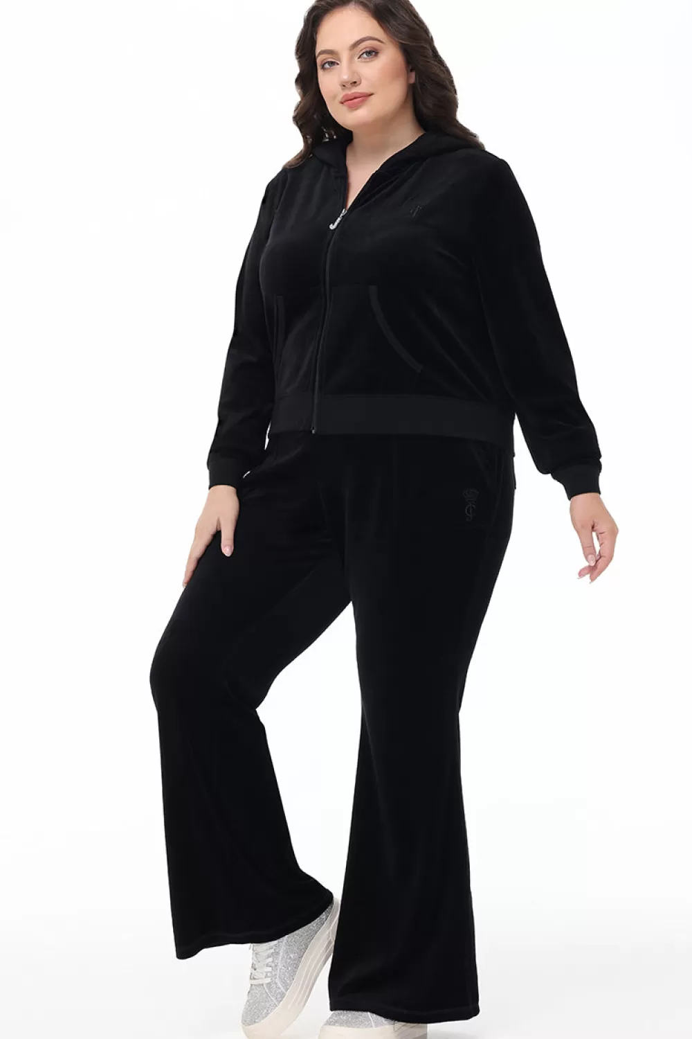 Track Tops | Track Tops-Juicy Couture Plus-Size Heritage Cotton Velour Hoodie Liquorice