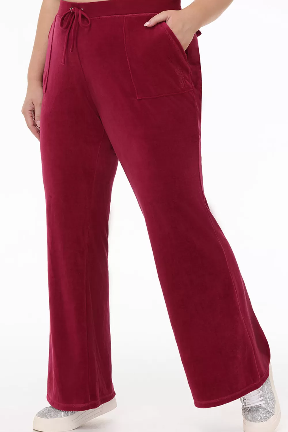 Track Bottoms | Track Pants-Juicy Couture Plus-Size Heritage Cotton Velour Track Pants DarkCrimson