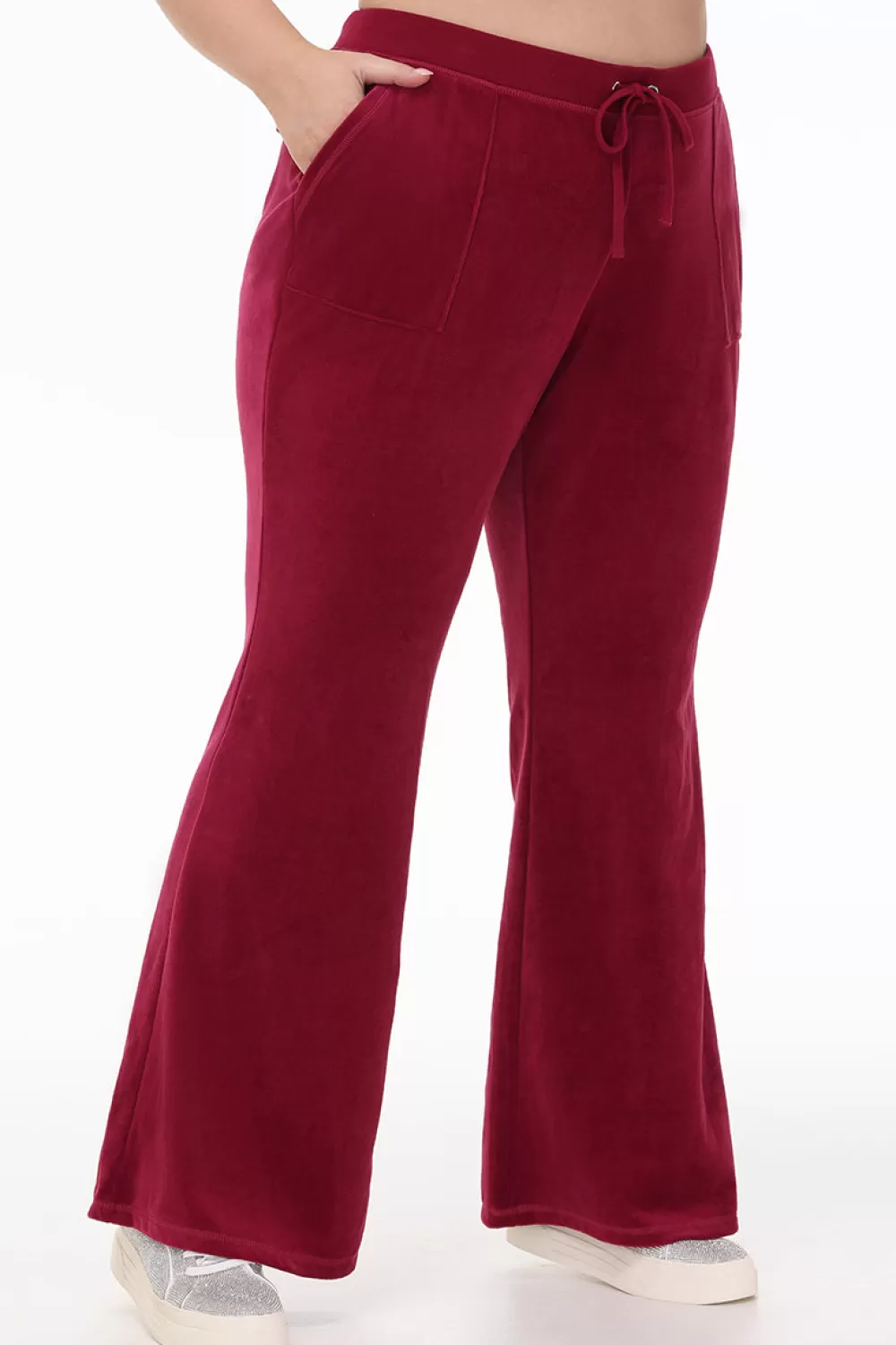 Track Bottoms | Track Pants-Juicy Couture Plus-Size Heritage Cotton Velour Track Pants DarkCrimson