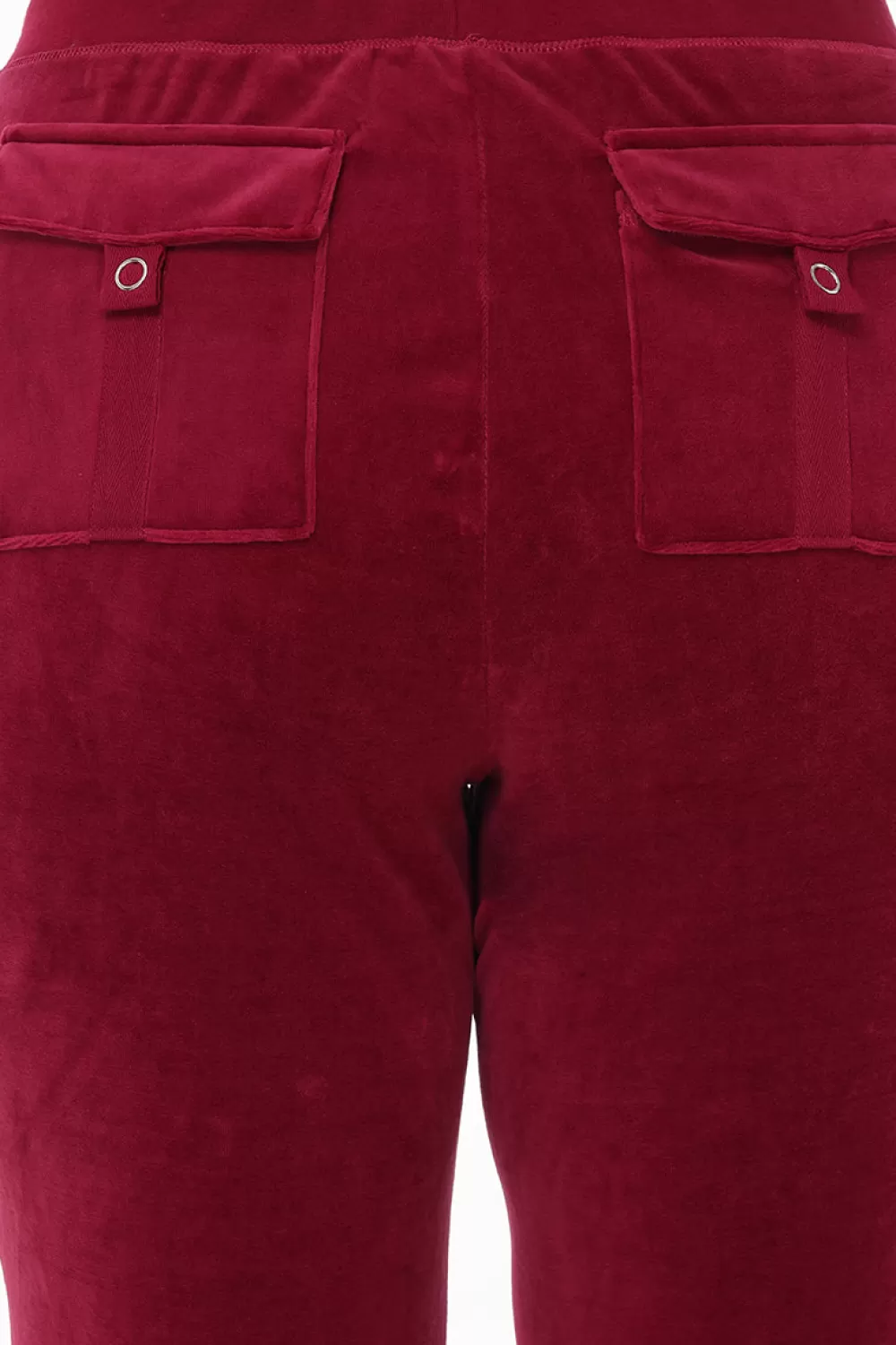 Track Bottoms | Track Pants-Juicy Couture Plus-Size Heritage Cotton Velour Track Pants DarkCrimson