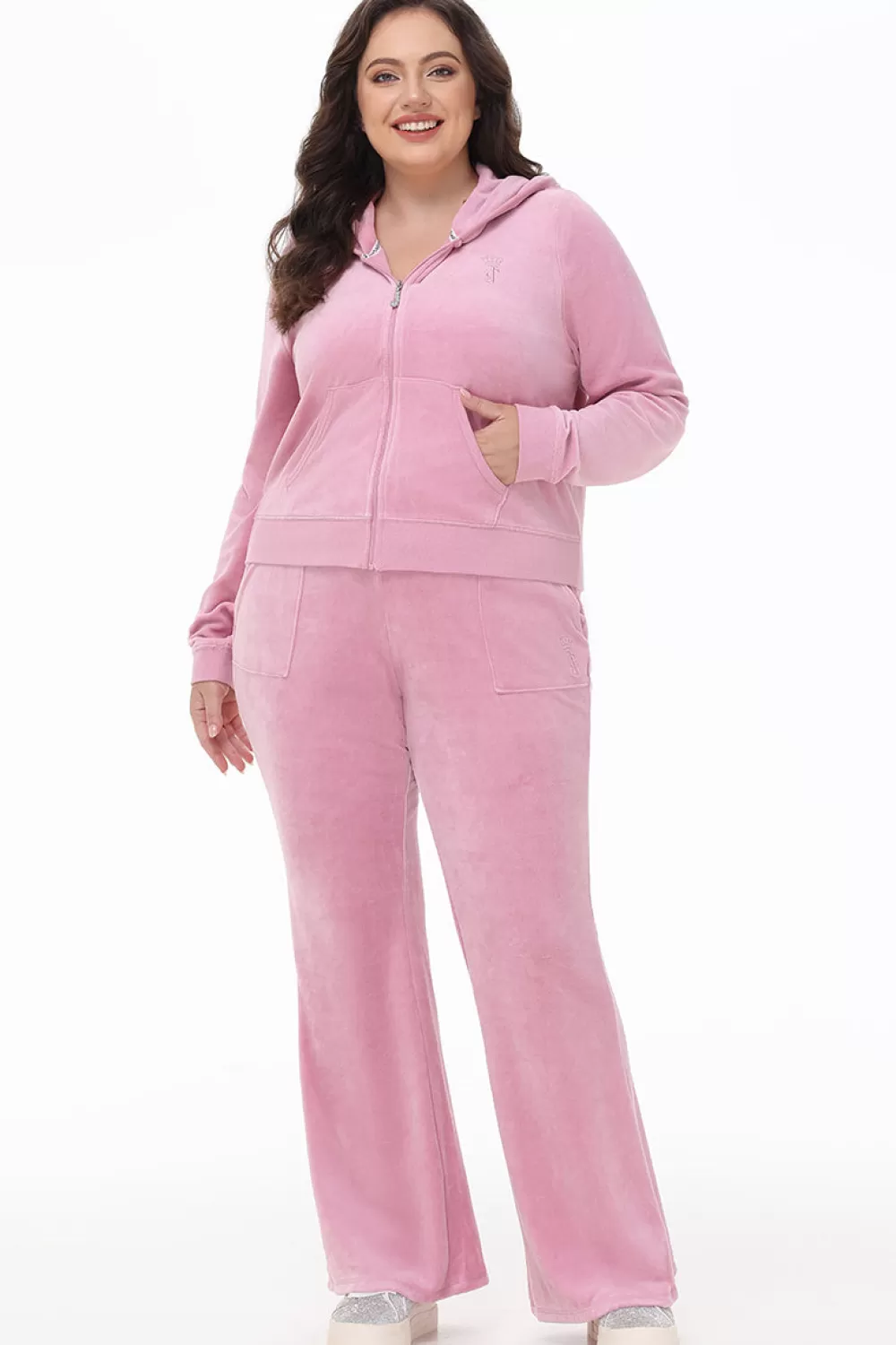 Track Bottoms | Track Pants-Juicy Couture Plus-Size Heritage Cotton Velour Track Pants Rose