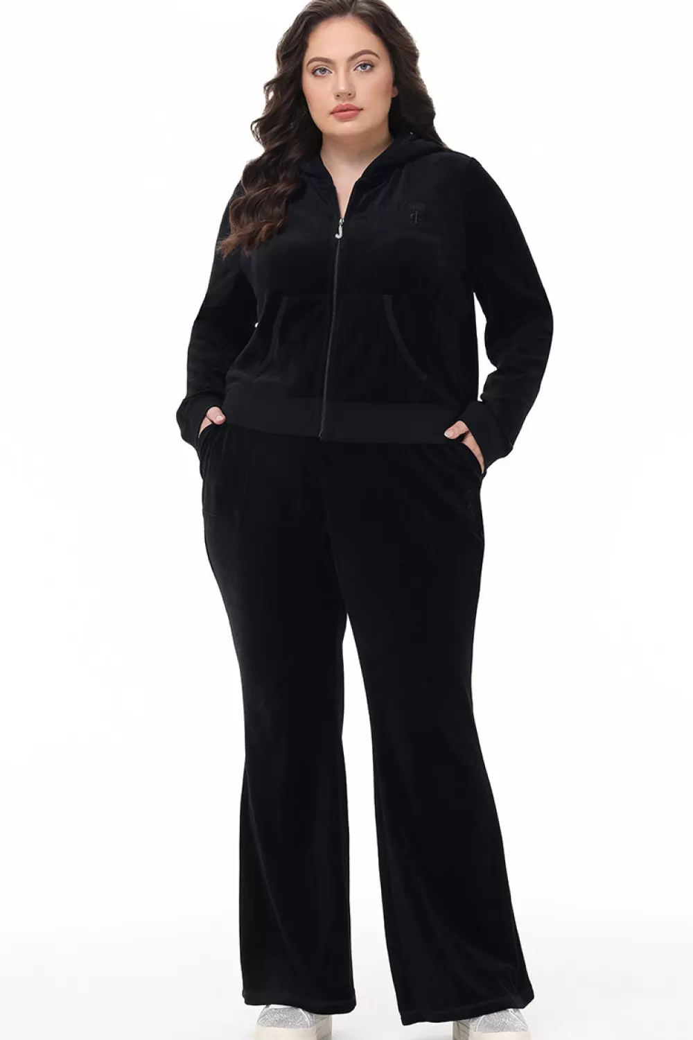 Track Bottoms | Track Pants-Juicy Couture Plus-Size Heritage Cotton Velour Track Pants Liquorice