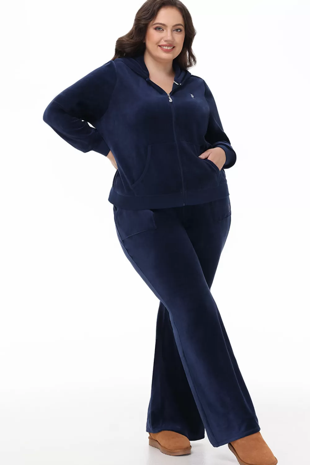 Track Bottoms | Track Pants-Juicy Couture Plus-Size Hollywood Scottie Snap Pocket Cotton Velour Track Pants RegalBlue