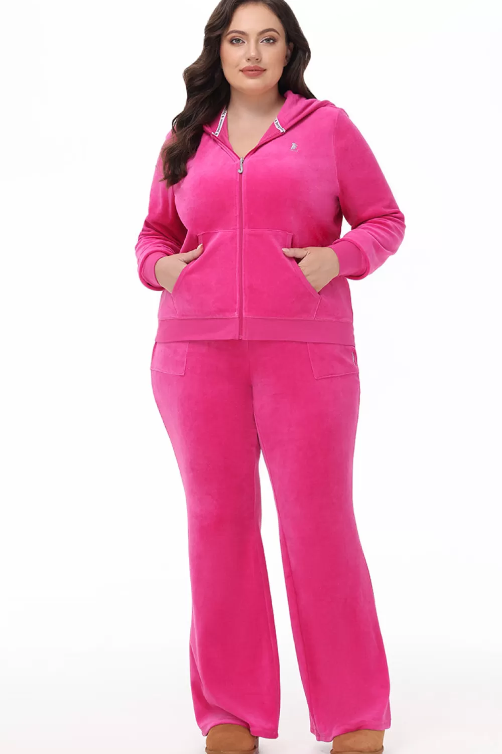 Track Bottoms | Track Pants-Juicy Couture Plus-Size Hollywood Scottie Snap Pocket Velour Track Pants FreeLove