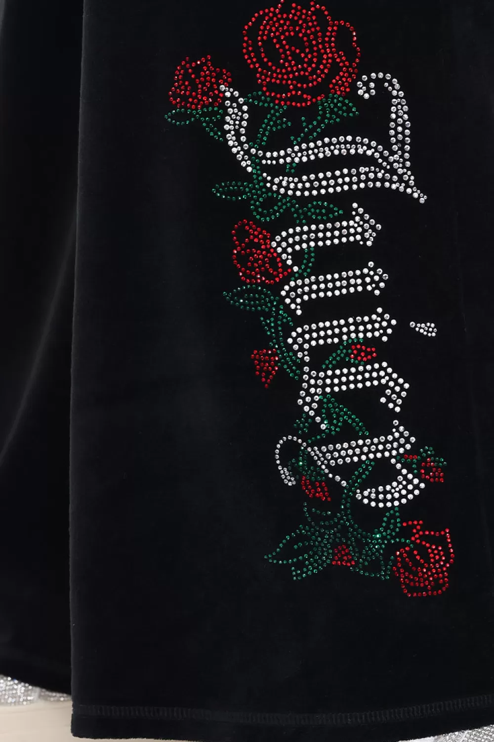 Track Bottoms | Bling Sets-Juicy Couture Plus-Size Juicy Roses Bling Snap Pocket Cotton Velour Pants Liquorice