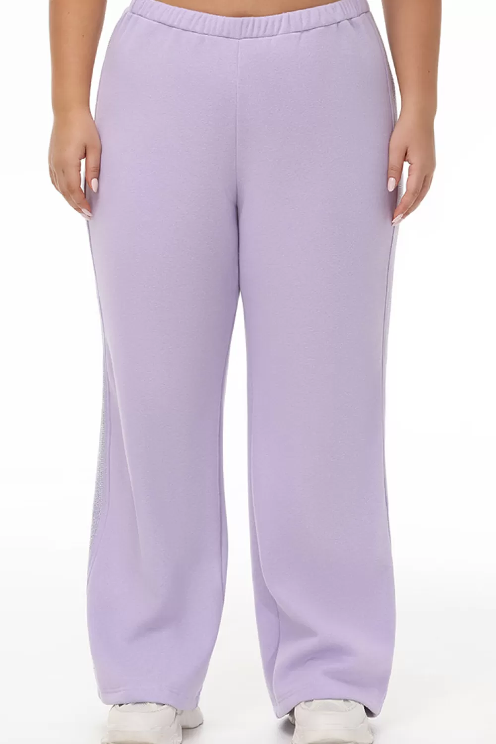Plus-Size-Juicy Couture Plus-Size Wide Leg Fleece Pant With Side Bling OrchidPetal