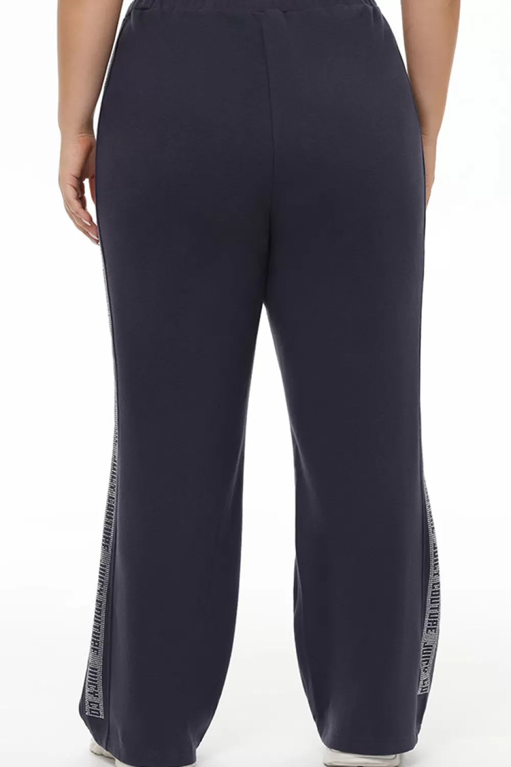 Plus-Size-Juicy Couture Plus-Size Wide Leg Fleece Pant With Side Bling Titanium