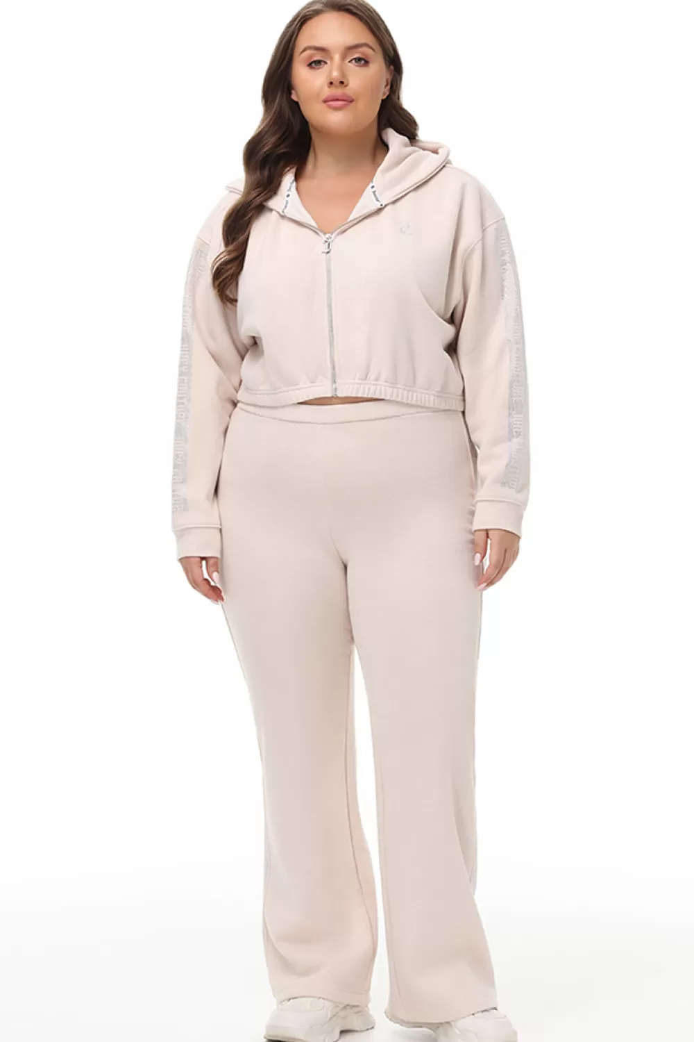 Plus-Size-Juicy Couture Plus-Size Wide Leg Fleece Pant With Side Bling Crystal