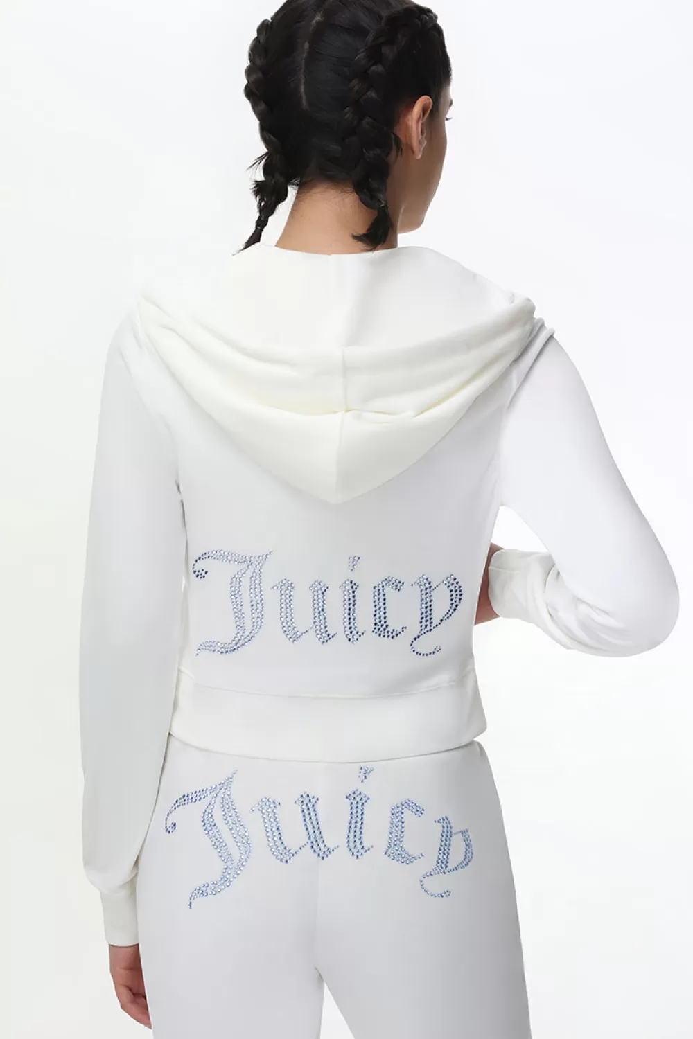 Hoodies & Jackets-Juicy Couture Technicolor Big Bling Velour Hoodie Angel/BlueBling