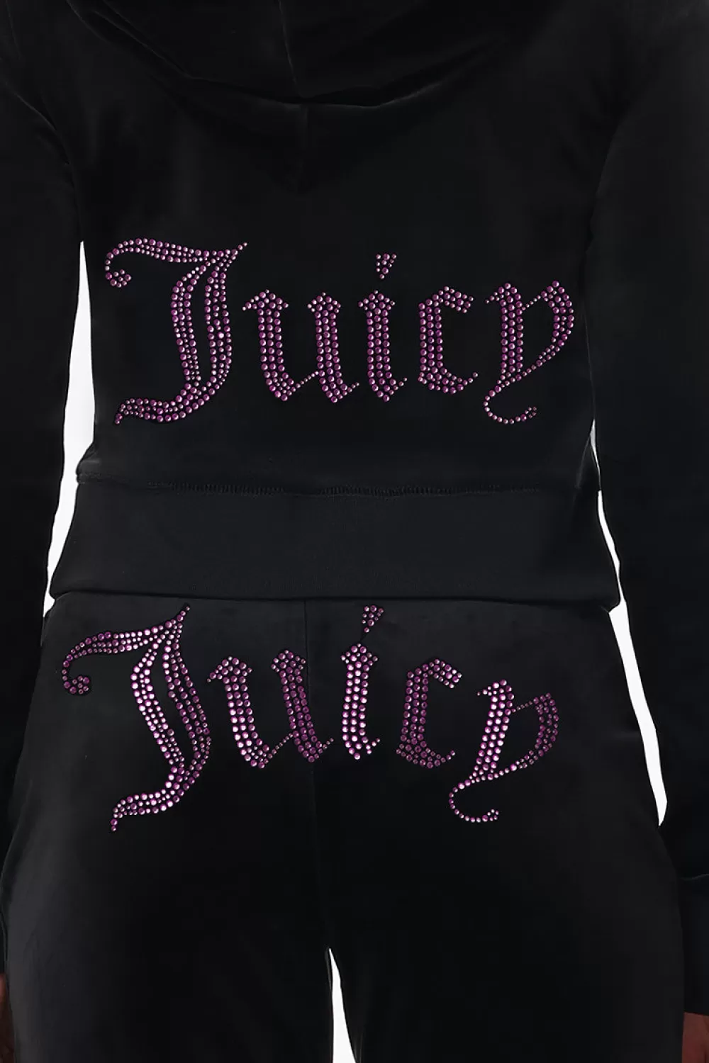 Hoodies & Jackets-Juicy Couture Technicolor Big Bling Velour Hoodie Liquorice/BlueBling