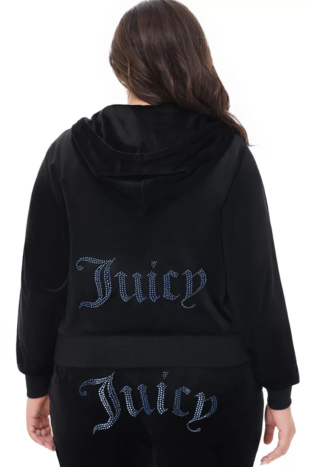 Hoodies & Jackets-Juicy Couture Technicolor Big Bling Velour Hoodie Liquorice/BlueBling