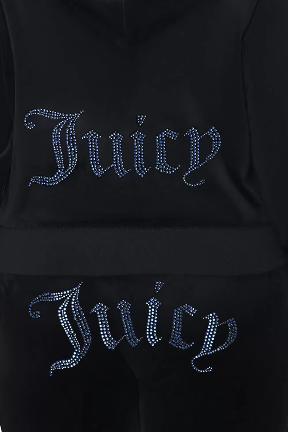 Hoodies & Jackets-Juicy Couture Technicolor Big Bling Velour Hoodie Liquorice/BlueBling