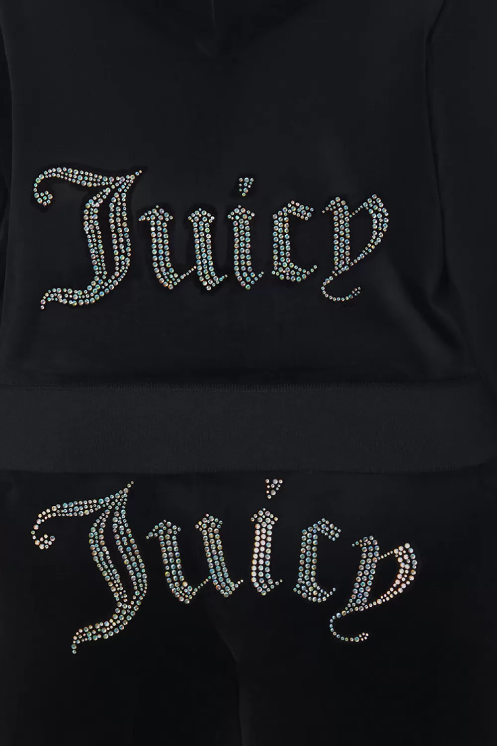 Hoodies & Jackets-Juicy Couture Technicolor Big Bling Velour Hoodie Liquorice/BlueBling