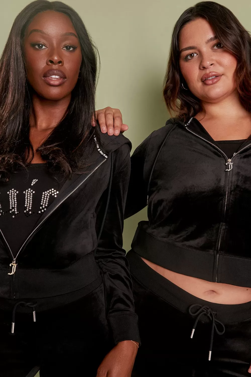 Hoodies & Jackets-Juicy Couture Technicolor Big Bling Velour Hoodie Liquorice/BlueBling