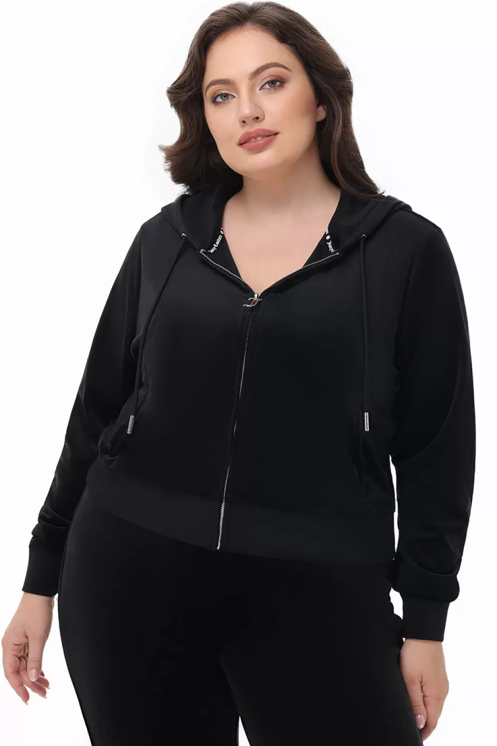 Hoodies & Jackets-Juicy Couture Technicolor Big Bling Velour Hoodie Liquorice/BlueBling