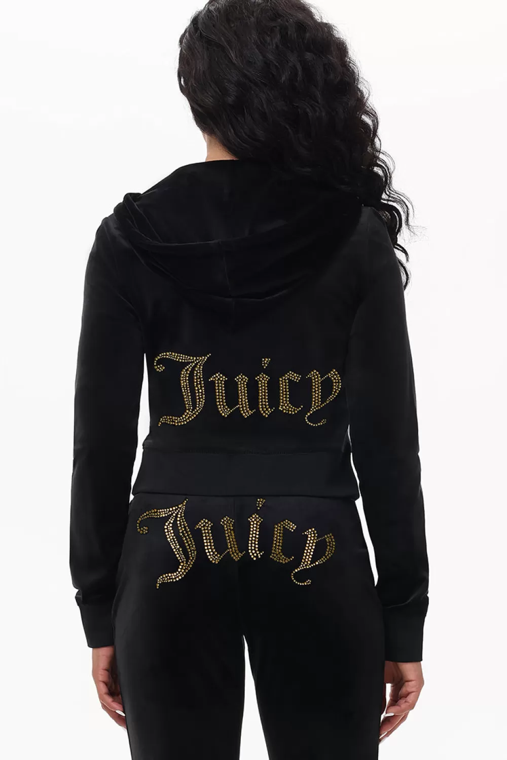 Hoodies & Jackets-Juicy Couture Technicolor Big Bling Velour Hoodie Liquorice/BlueBling