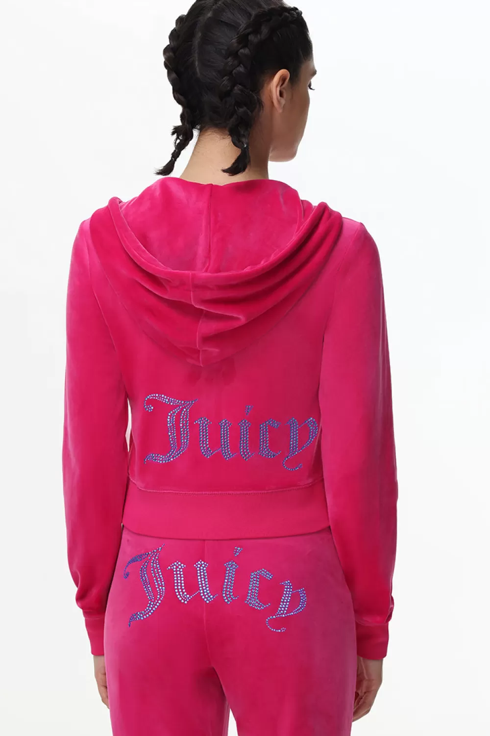 Hoodies & Jackets-Juicy Couture Technicolor Big Bling Velour Hoodie FreeLove/BlueBling