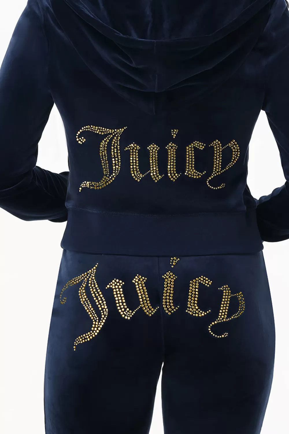 Hoodies & Jackets-Juicy Couture Technicolor Big Bling Velour Hoodie RegalBlue/BlueBling