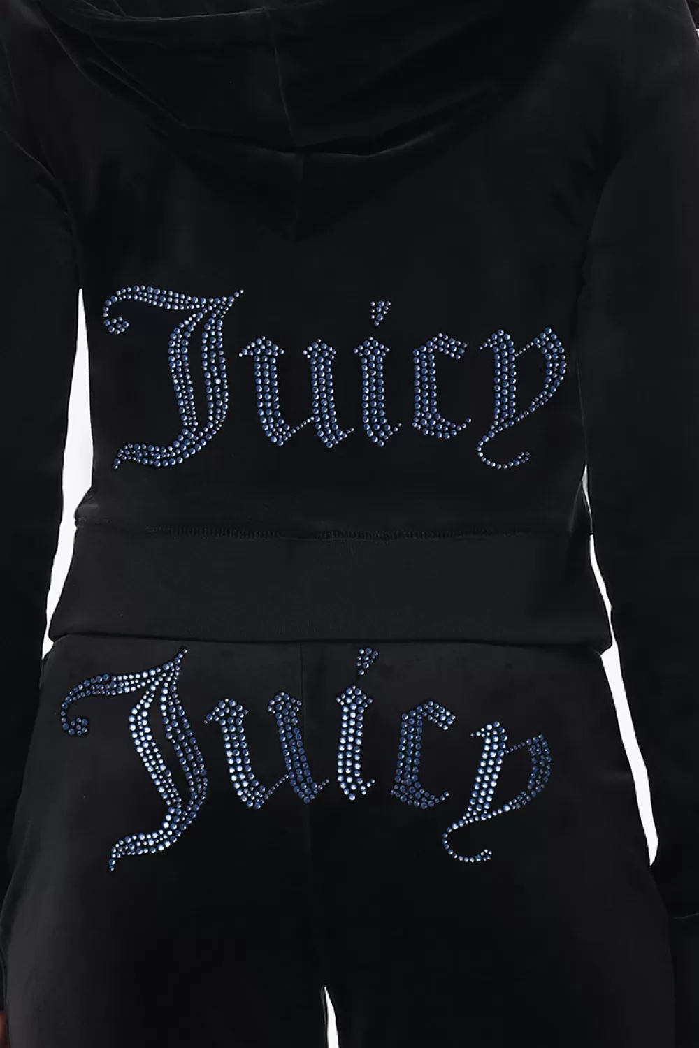Hoodies & Jackets-Juicy Couture Technicolor Big Bling Velour Hoodie Liquorice/BlueBling