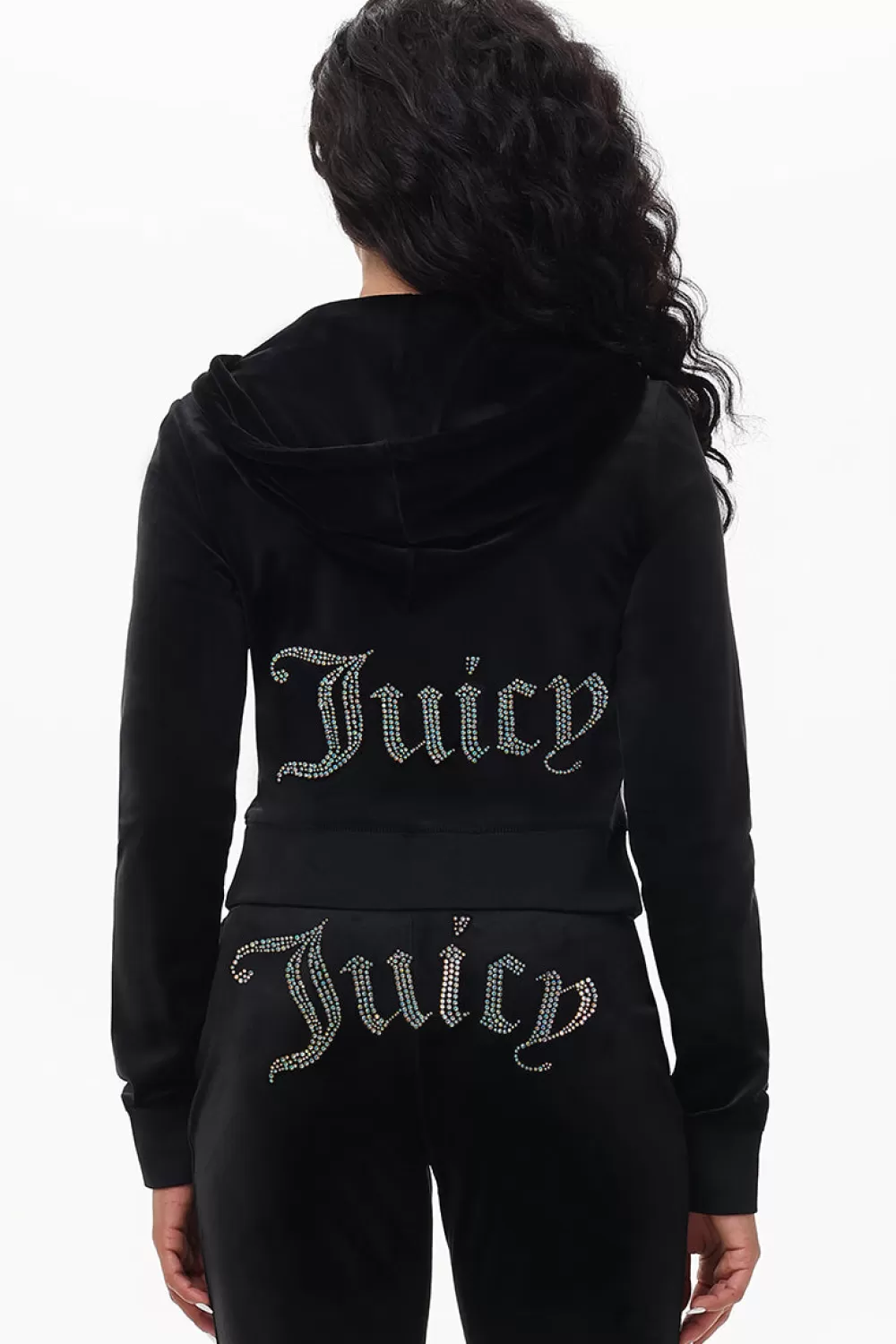 Hoodies & Jackets-Juicy Couture Technicolor Big Bling Velour Hoodie Liquorice/BlueBling