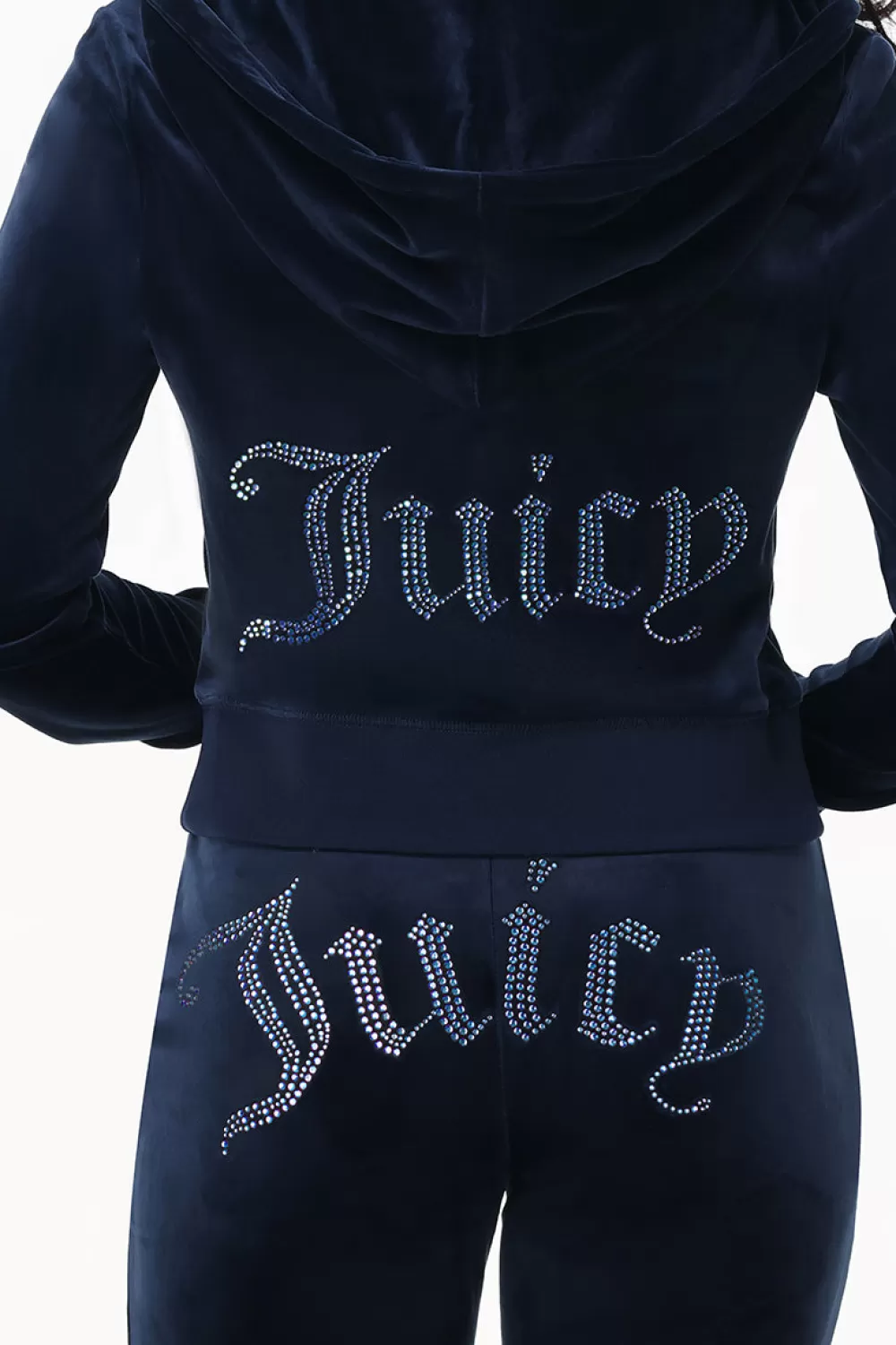 Hoodies & Jackets-Juicy Couture Technicolor Big Bling Velour Hoodie RegalBlue/BlueBling