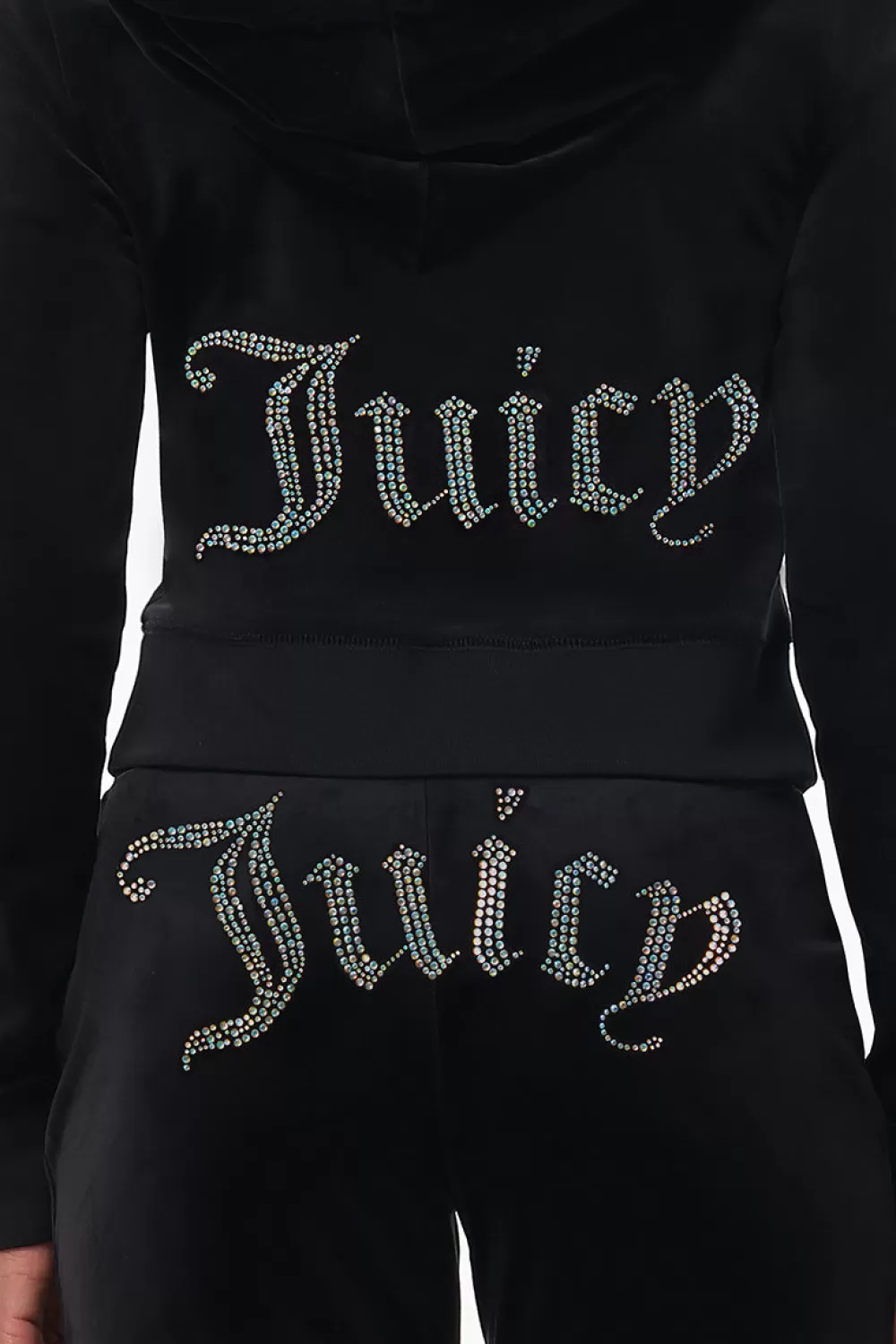Hoodies & Jackets-Juicy Couture Technicolor Big Bling Velour Hoodie Liquorice/BlueBling