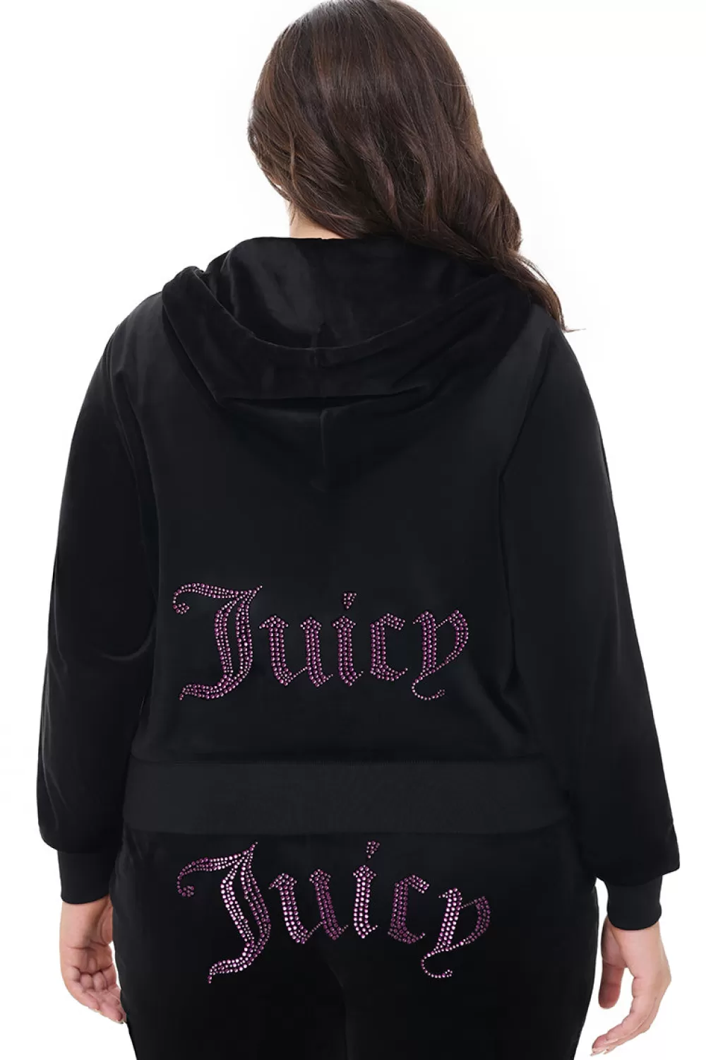 Hoodies & Jackets-Juicy Couture Technicolor Big Bling Velour Hoodie Liquorice/BlueBling