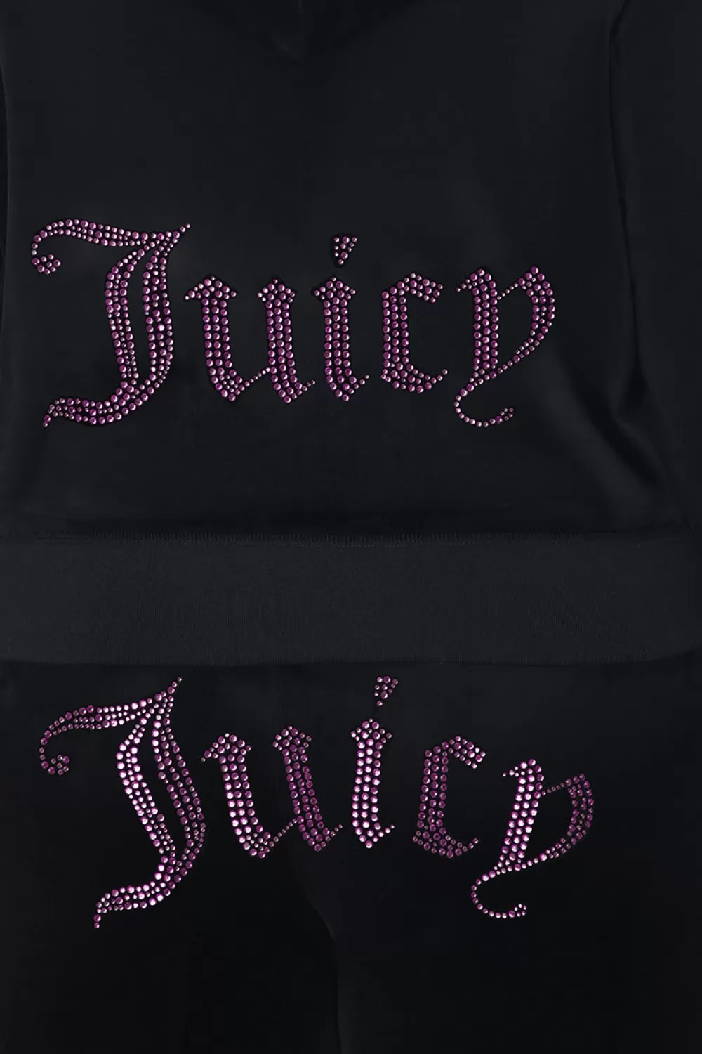 Hoodies & Jackets-Juicy Couture Technicolor Big Bling Velour Hoodie Liquorice/BlueBling